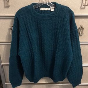 Teal Cable Knit Mens Sweater